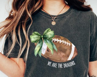 Comfort Colors© Football Coquette Bow Shirt, Football Mom Shirt, Football Season Tshirt, Game Day Shirt, Football Team Shirt, Sports Mom Tee