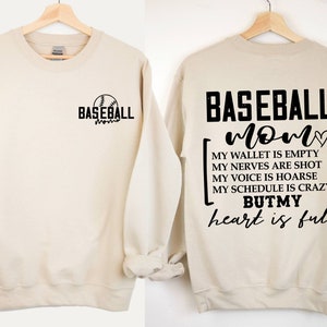 Sudadera de mamá de béisbol, Sudadera de mamá deportiva, Mamá de béisbol, Mi billetera está vacía, Sudadera de béisbol Regalos para mamá, Regalo de fanático del juego de béisbol