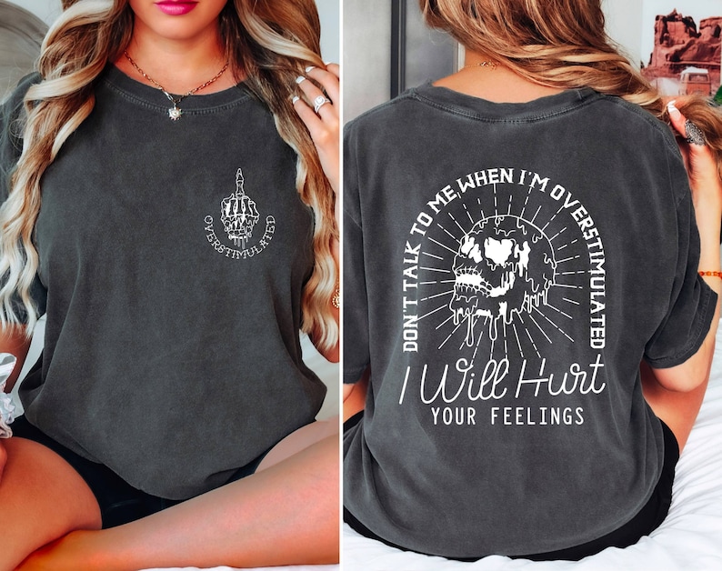 Sarcastique I Will Hurt Your Feelings Chemise couleurs confort, Ne me parlez pas quand je suis surexcité, Chemise tête de mort qui dégouline, Chemise citation sarcastique image 1