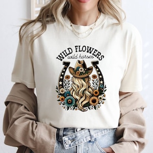 Comfort Colors© Wild Flowers Wild Horses Shirt, Western Boho Shirt, Shirt For Woman, Country Girl Shirt, Country Music Shirt, Western Shirt