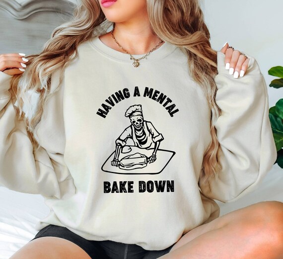 Having A Mental Bake Down Sweatshirt,Gift For Bakers, Skeleton Chef Sweatshirt, Chef Halloween Sweatshirt,Funny Baking Sweatshirt,Chef Sweat