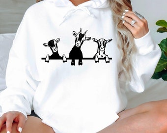 Curious Funny Goat Hoodie Peeking Goat Hoodie Goat Hoodie Farm Animals Hoodie Cute Goat Hoodie,Goat Hoodie,Farm Animals Hoodie,Lamb Hoodie
