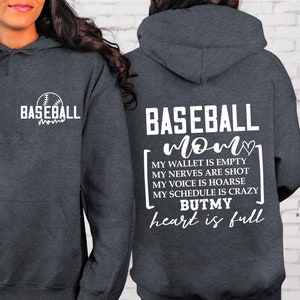 Sudadera con capucha de mamá de béisbol, sudadera con capucha de mamá deportiva, mamá de béisbol Mi billetera está vacía, sudadera con capucha de regalo de mamá de béisbol, regalo de fanático del juego de béisbol, sudadera con capucha del día del juego,