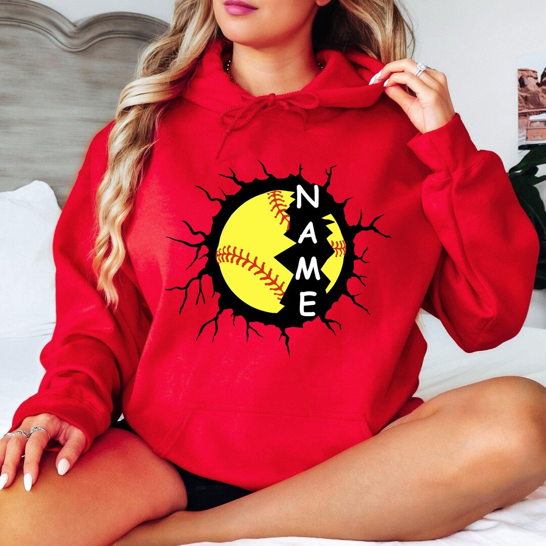 Custom Name Softball Hoodie, Diy Softball Split Name Monogram Hoodie