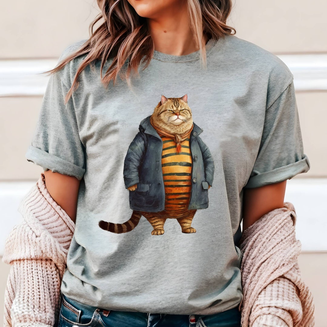 Fat Cat in Cute Shirt, Shirt for Fat Cat, Fat Tabby Cat in Shirt, Funny ...