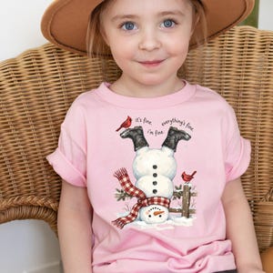 Funny Snowman It's Fine Shirt, Christmas Chaos Mom Tee, Cardinal Bird Winter Shirt, Sarcastic Holiday Gift, Retro Xmas Shirt