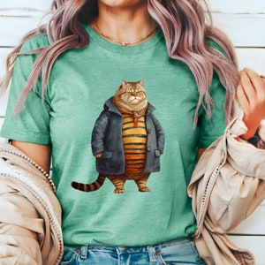 Fat Cat in Cute Shirt, Shirt for Fat Cat, Fat Tabby Cat in Shirt, Funny ...