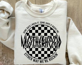 Motherhood Sweatshirt Some day I rock it, Funny Motherhood Rock Skeleton Sweatshirt, Trendy front and back Sweater, Rocking Motherhood Sweat