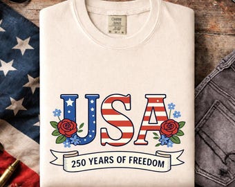 Camiseta Comfort Colors® USA 250.º aniversario, camiseta retro con bandera estadounidense, camiseta patriótica del 4 de julio