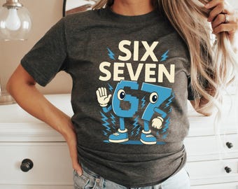 Funny 67 Meme Shirt, Six Seven Graphic Tee, Retro Cartoon T-Shirt