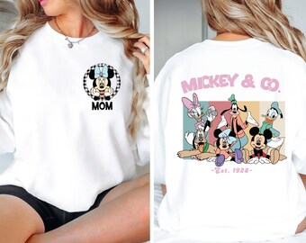 Custom Mickey & Friends Sweatshirt, Disney Vacation Sweatshirt, Checkered Magic Kingdom Family Matching Trip, Retro Disney 2025 Family Trip