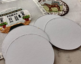 Needlepoint Self-Finishing Matboard Rounds for a 4 inch Round Project 1/16” (1.4mm) Thick Acid Free Includes 3.78” and 4” Rounds