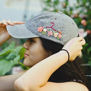 Roe v Wade Hand Embroidered Hat, Floral Embroidered Denim Cap Vintage Hat For Woman, Embroidered Baseball Cap, Birthday Gift, Gift For Women