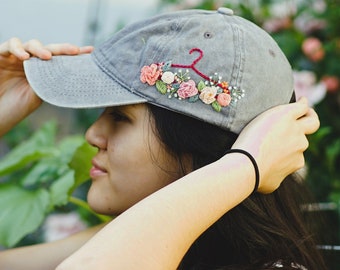 Roe v Wade Hand Embroidered Hat, Floral Embroidered Denim Cap Vintage Hat For Woman, Embroidered Baseball Cap, Birthday Gift, Gift For Women