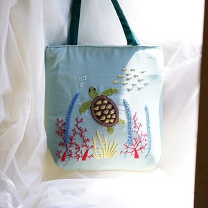 Mother's day gift Sea Turtle Tote Bag, Eco-friendly Ocean Bag, Canvas Tote Bag, Cute Tote Bag Aesthetic, Ethnic tote bag - shopping bag