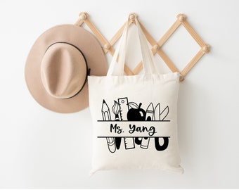 Personalized Teacher Canvas Tote | Chinese Teacher Gift Bag | Customized Educator Work Tote | Back-to-School Gift for Teachers