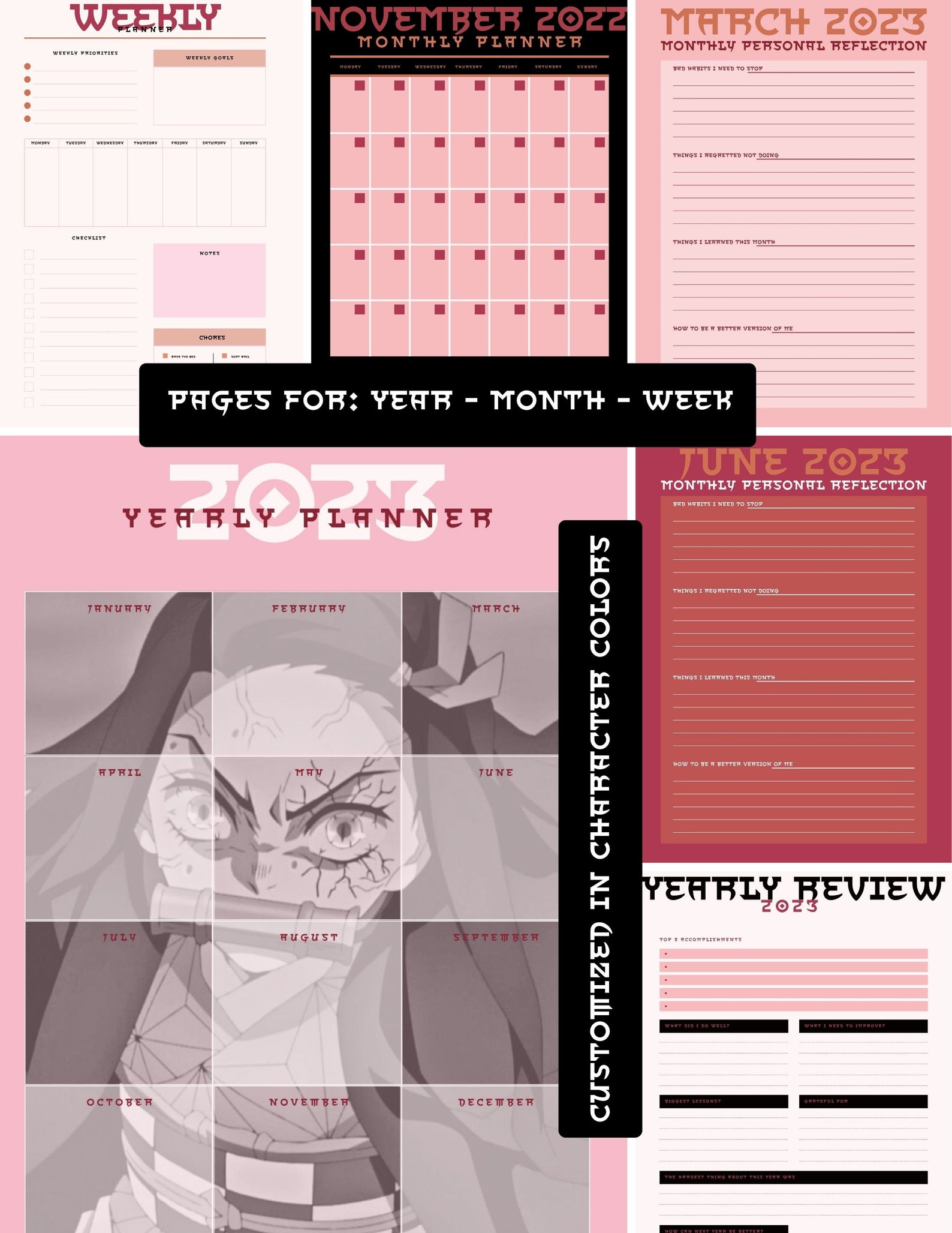 Nezuko Planner Demon Slayer Planner Anime Planner Demon Etsy Australia