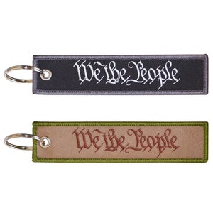 2-PK &quot;We The People&quot; Military Keychain Tag with Key Ring and Carabiner