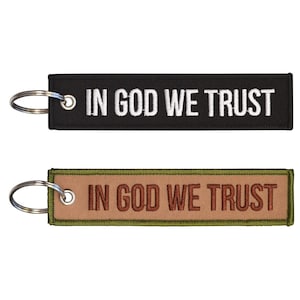 2-PK &quot;In God We Trust&quot; Military Keychain Tag with Key Ring and Carabiner