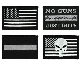 Thin Grey Line American Flag Patch 4-PK Set, Correctional Officer, Hook and Loop Fastener/Backing, Size 2" x 3"