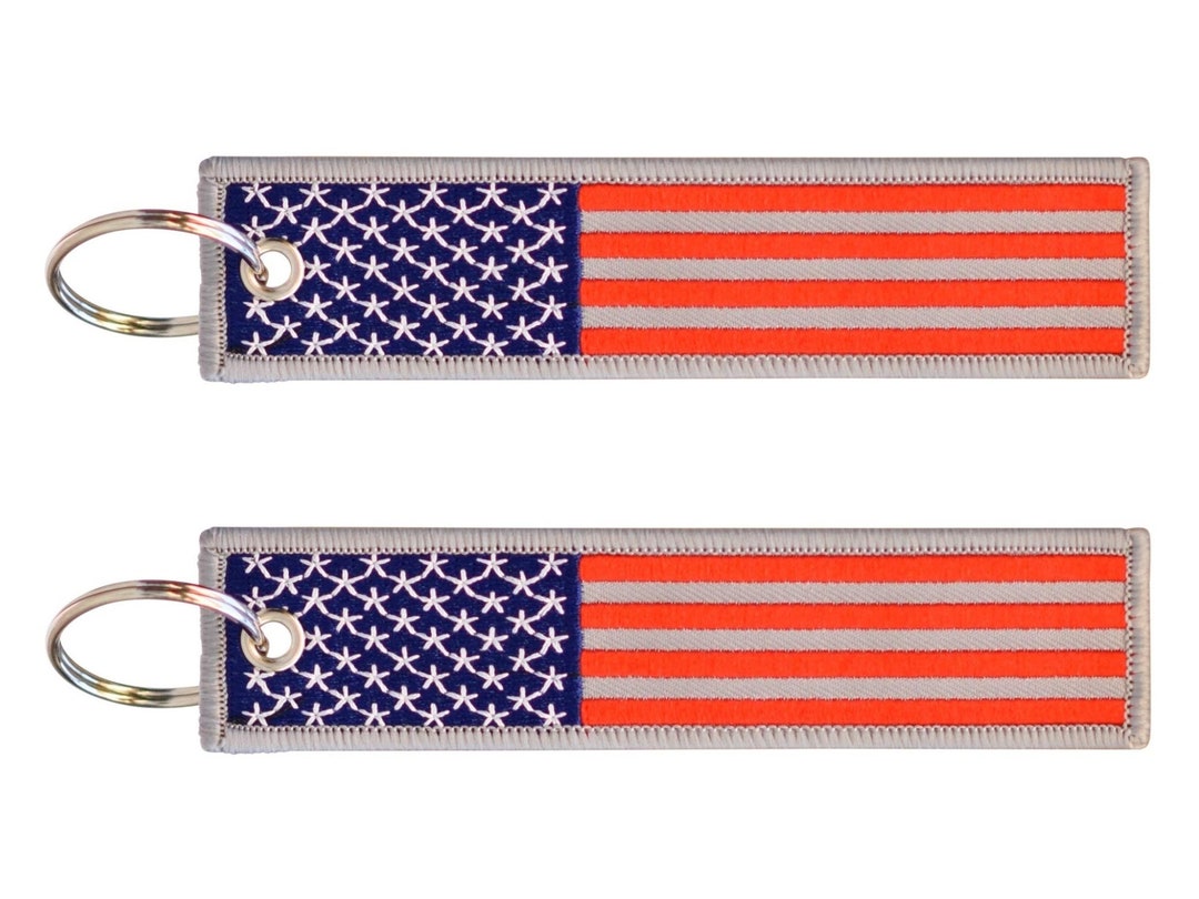2-PK American Flag Keychain With Key Ring and Carabiner (red Blue Grey ...