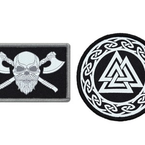 Viking Flags “Bearded Skull & Valknut” Military Tactical Patch Set (2-Pack)