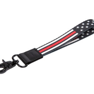Thin Red Line American Flag Wristlet Strap Lanyard Keychain