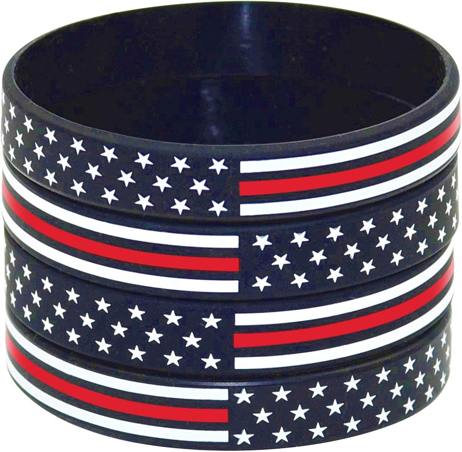 thumbnail image 2 of 1pc United State American USA America Flag Red Blue White Thin Line Silicone Rubber Bracelet Wristband 2 of 14