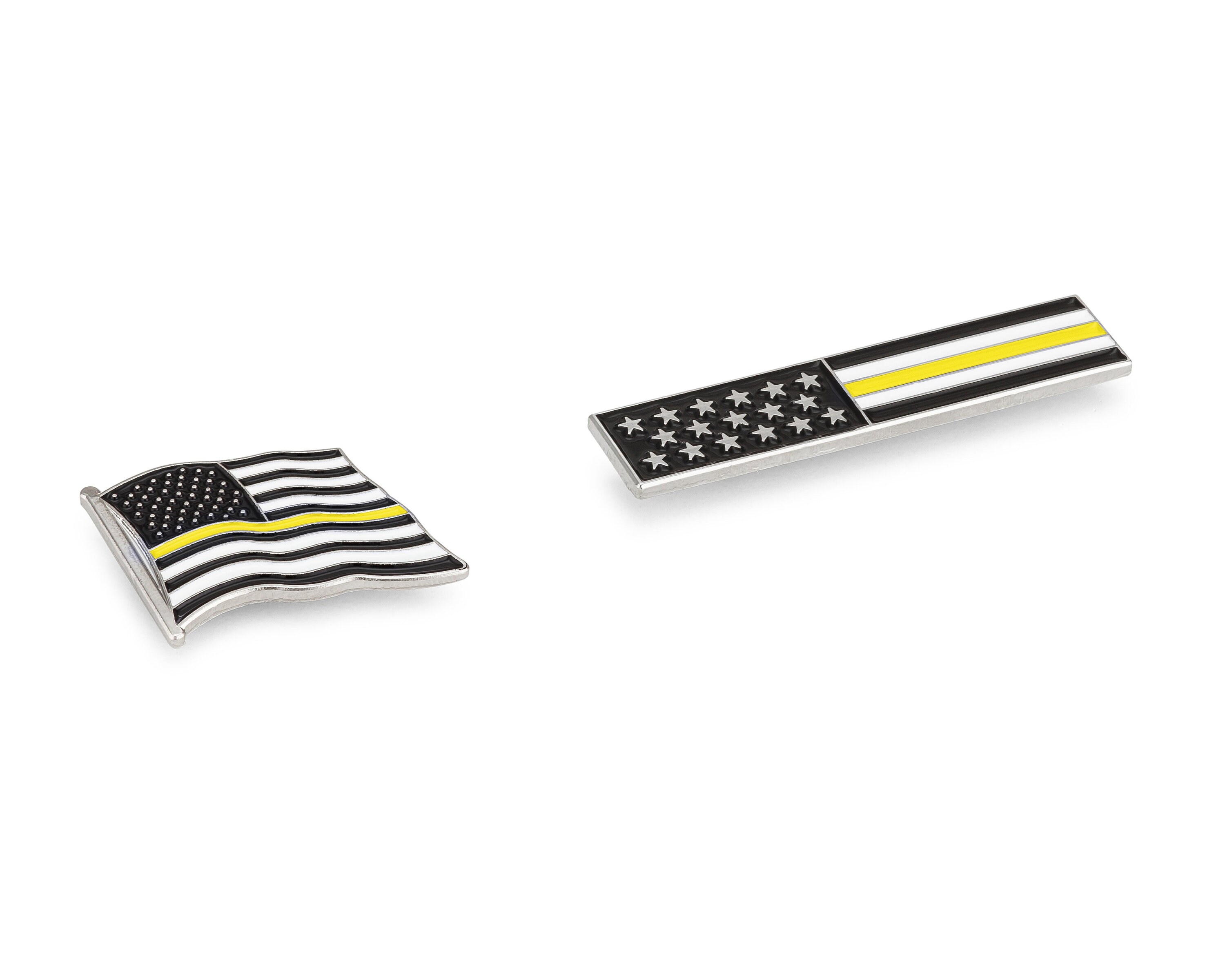 Thin Gold Line American Flag USA Lapel Pin Set Waving Flag Rectangle