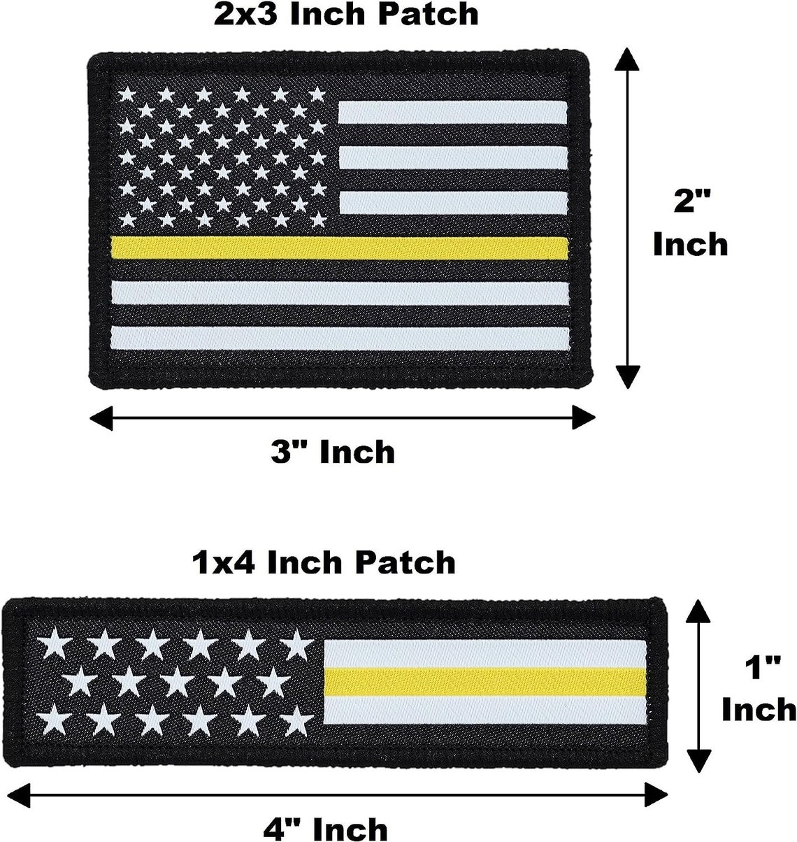 Thin Gold-yellow Line American Flag Hat Patch Set, 2x3 &amp; 1x4, Woven ...