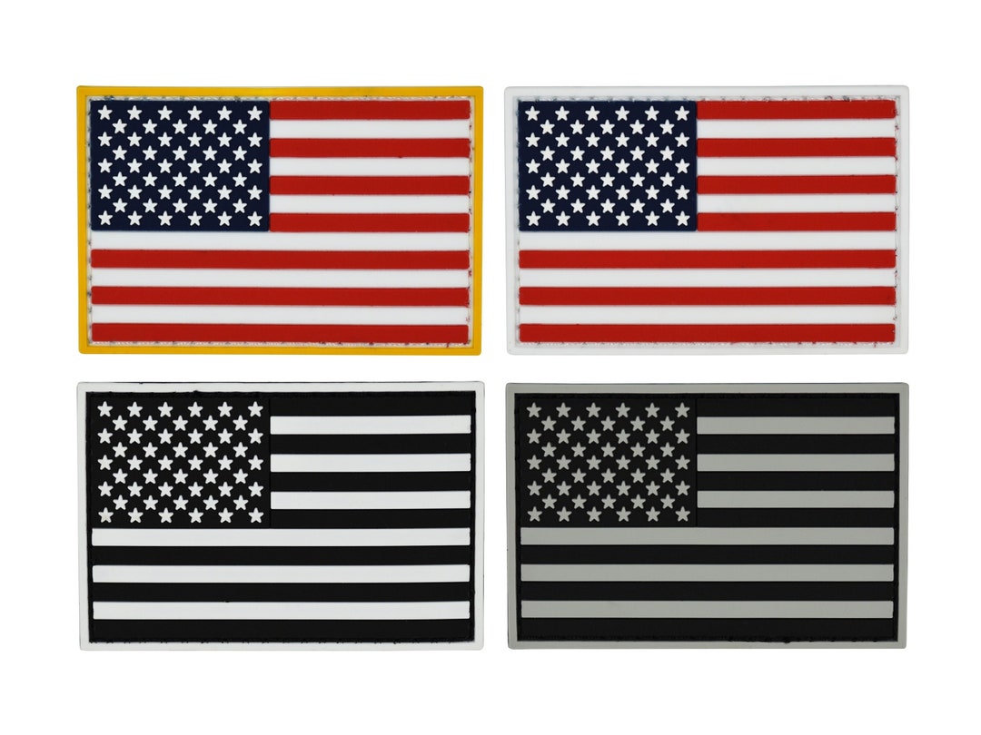 4-PK American Flag Patch Set, 2x3 Inch, Flexible PVC Material, Hook and ...