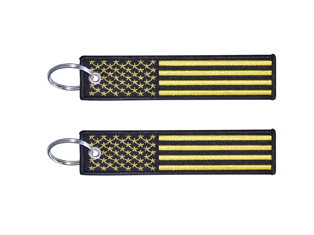 2-PK American Flag Keychain With Key Ring and Carabiner (metallic Gold ...