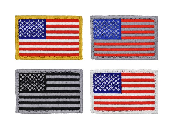 American Flag Embroidered Patch - Hook & Loop Back, USA Made, For Jackets, Bags, Gear