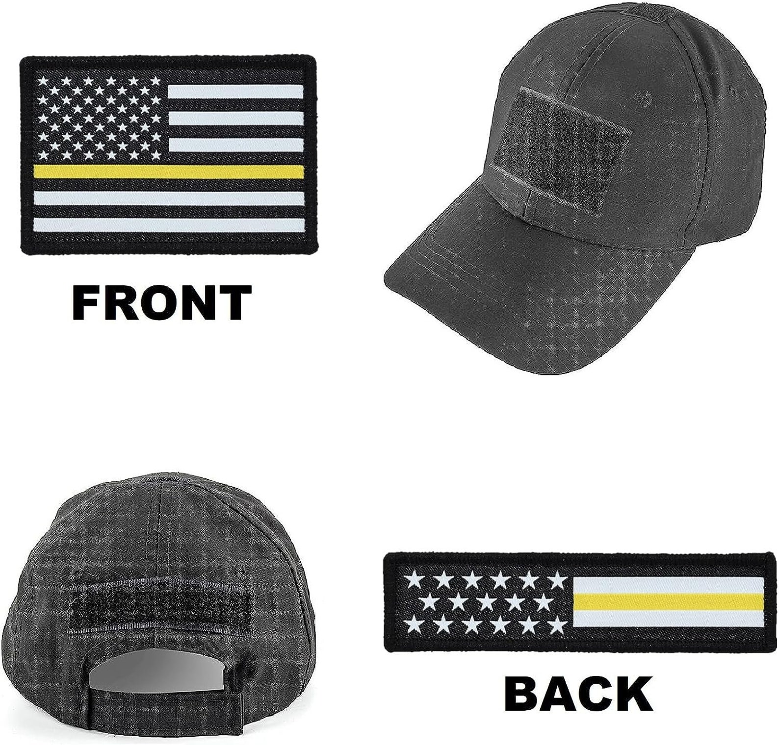Thin Gold Line American Flag Lapel Pin Set - Waving Flag & Rectangle Bar Pins, Silver Metal Plated - Support Accessory