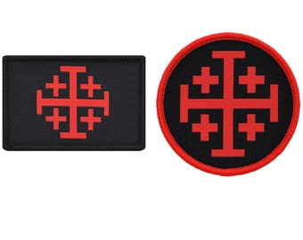 Jerusalem Cross Knights Templar Flags “Crusaders Cross” Military Tactical Patch Set (2-Pack)