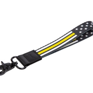 Thin Gold-Yellow Line American Flag Wristlet Strap Lanyard Keychain