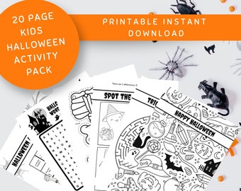 Kids Halloween Activity Pack: 20 Printable Games (PDF Download)