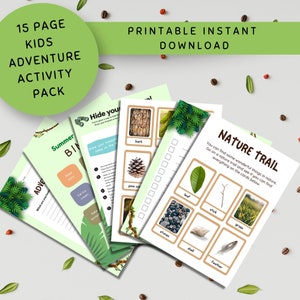 Printable kids adventure activity pack, Printable summer activity bundle, PDF digital Download, keep kids entertained, indoor and outdoor