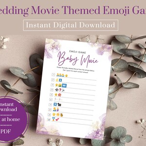 Fun Baby shower Movie Emoji Game, Baby shower emoji Pictionary game, Baby game ideas, Baby Shower Activities, Gender reveal party game