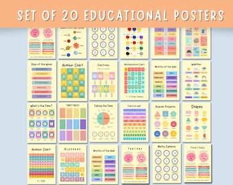 Educational Posters Set of 20: Toddler Learning Prints (Digital Download)
