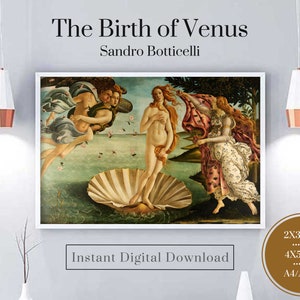 The Birth of Venus by Sandro Botticelli printable art print, high resolution instant download art print, printable art print, instant gift.