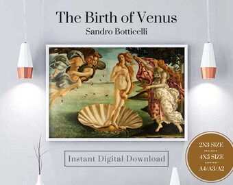 Botticelli's geboorte van Venus-print: kunst met hoge resolutie (digitale download)