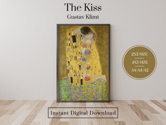 Gustav Klimt the Kiss Print: Gold Art, High Resolution (digital
