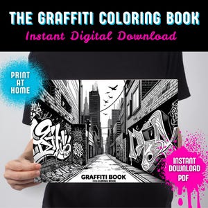 Graffiti Colouring Book for Adults and Teens, Urban Street Art Printable PDF, Instant Digital Download, Graffiti Art Sketch & Create Book