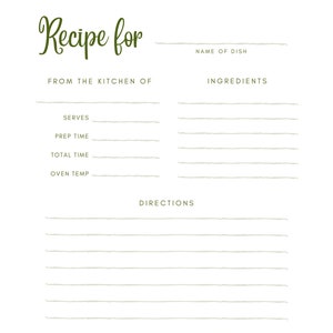 Recipe card, recipe, RL digital Download, planner, notes, cooking