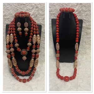Couple's Coral Beads Set D - Nigerian Beads (Bridal, Party, Wedding) Jewelery Set