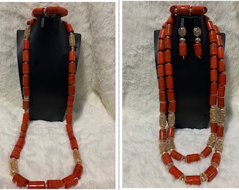 Couple's Beads Set F - Nigerian Beads (Bridal, Party, Wedding) Jewelery Set
