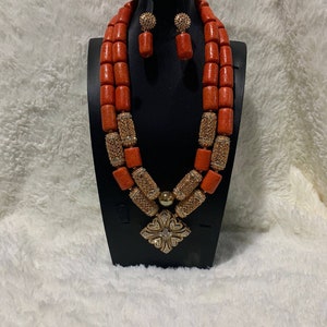Nigerian Coral Bead Set - Bead L - African Nigerian Beads (Bridal, Party, Wedding) Jewelery Set