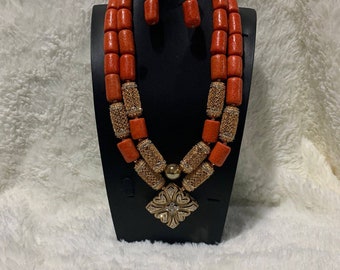 Nigerian Coral Bead Set - Bead L - African Nigerian Beads (Bridal, Party, Wedding) Jewelery Set