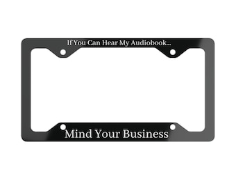 Cadre de plaque d'immatriculation en métal rat de bibliothèque, accessoire de voiture pour amateur de livres audio, cadeau club de lecture pour adultes, support de plaque fantaisie littéraire amusant, livresque